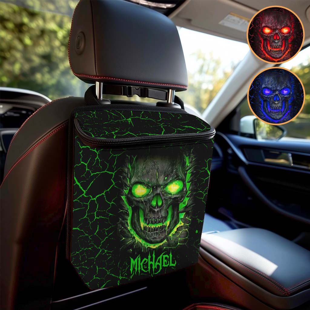 F Around And Find Out - Personalized Skull Portable Car Trash Can/ Organizer