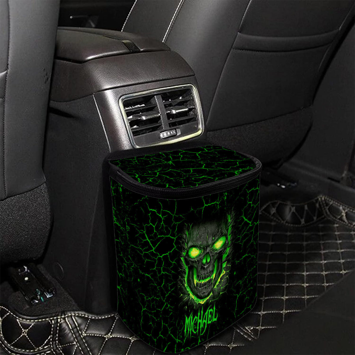 F Around And Find Out - Personalized Skull Portable Car Trash Can/ Organizer
