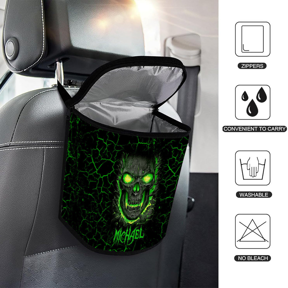F Around And Find Out - Personalized Skull Portable Car Trash Can/ Organizer