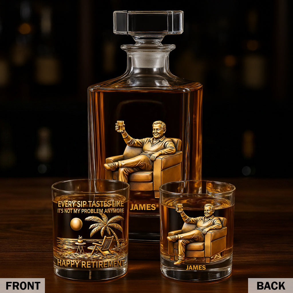 Happy Retirement - Personalized Retired Whiskey Decanter Set