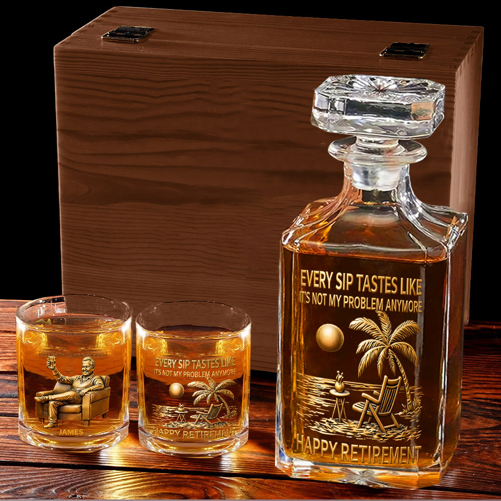 Happy Retirement - Personalized Retired Whiskey Decanter Set