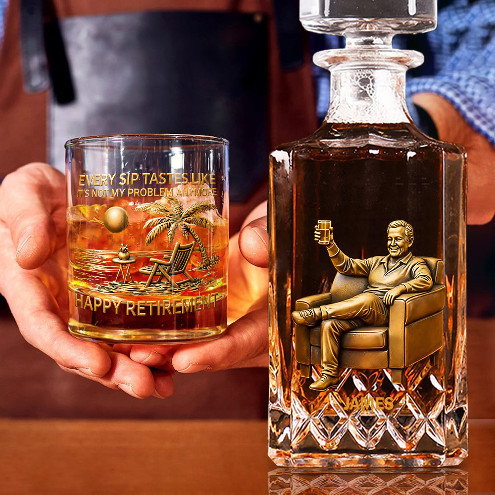 Happy Retirement - Personalized Retired Whiskey Decanter Set