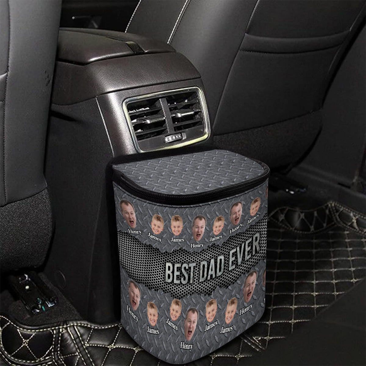 Best Dad Ever - Personalized Father Portable Car Trash Can/ Organizer