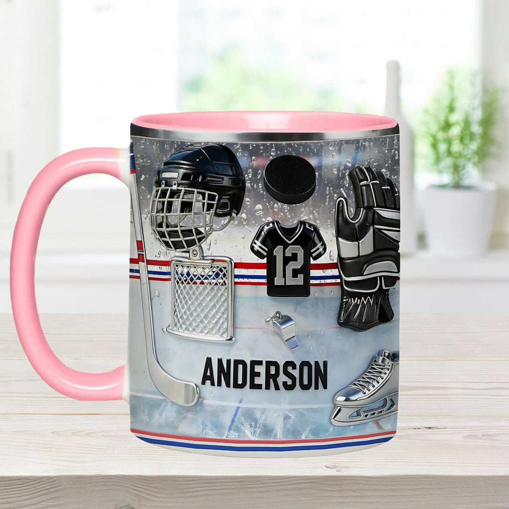 Love Ice Hockey - Personalized Hockey Accent Mug & Coaster
