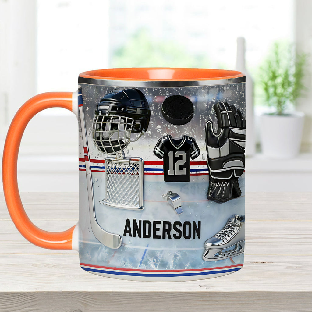 Love Ice Hockey - Personalized Hockey Accent Mug & Coaster
