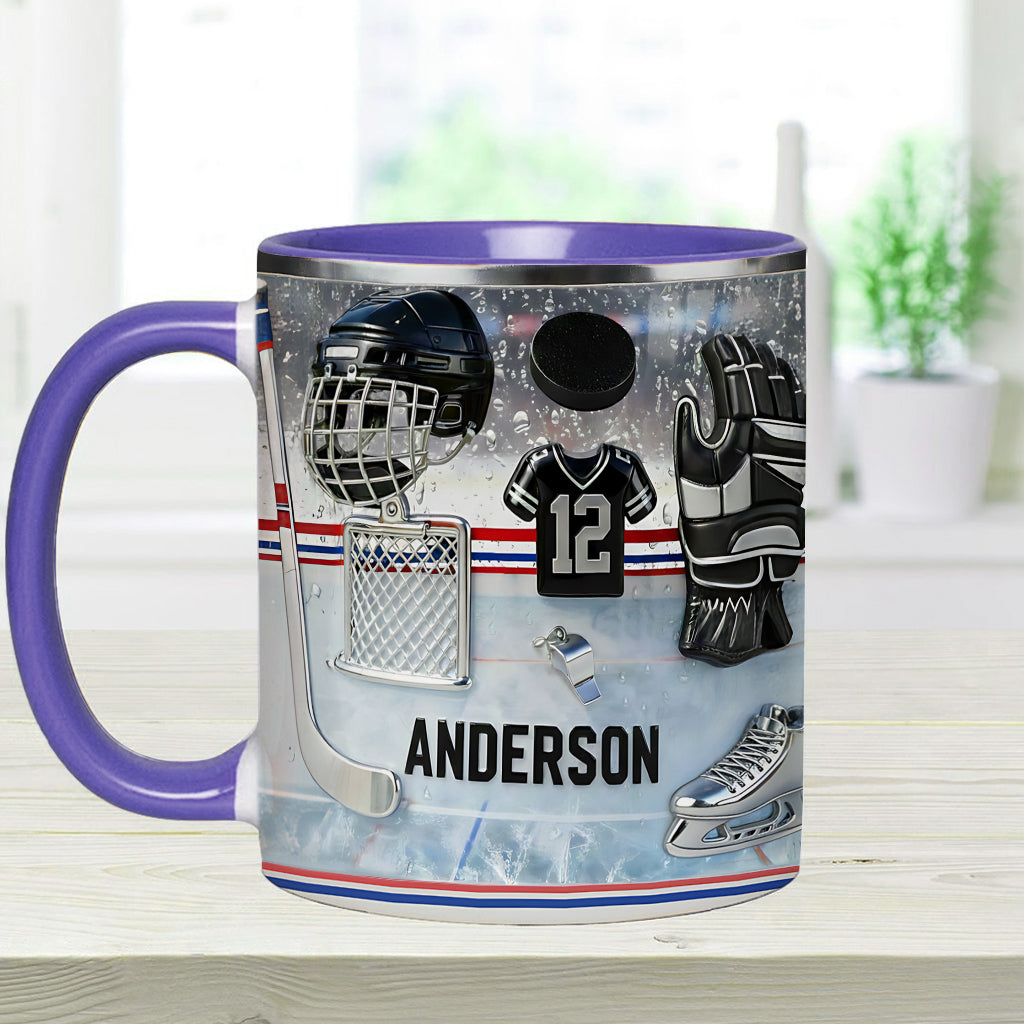 Love Ice Hockey - Personalized Hockey Accent Mug & Coaster