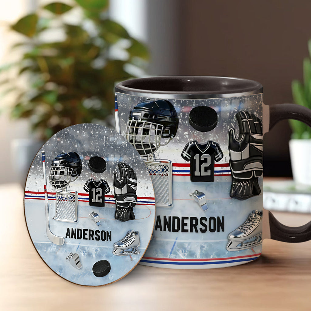 Love Ice Hockey - Personalized Hockey Accent Mug & Coaster