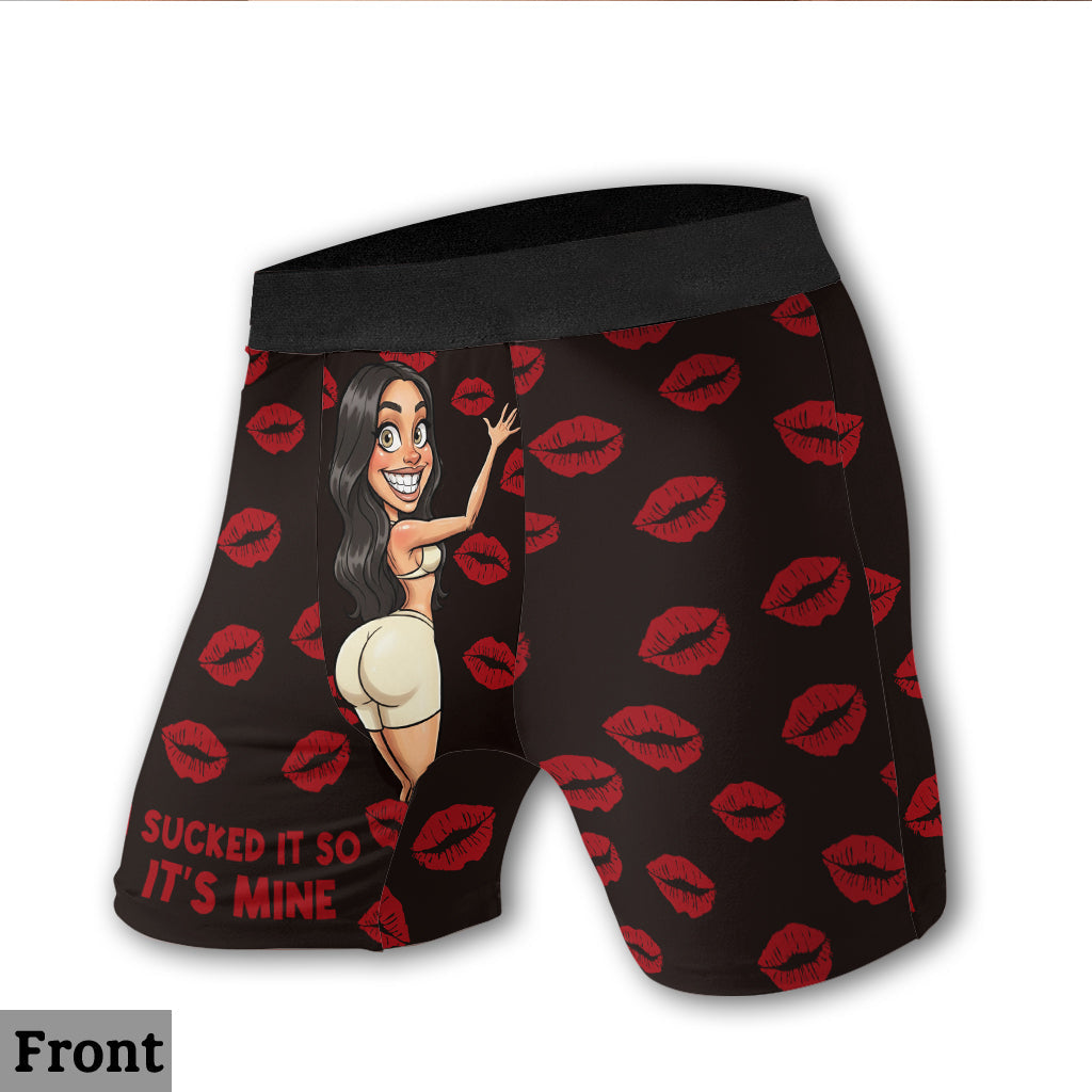 Funny Caricature, Valentine's Day Gift for Boyfriend Husband - Personalized Couple Men’s Boxer Briefs