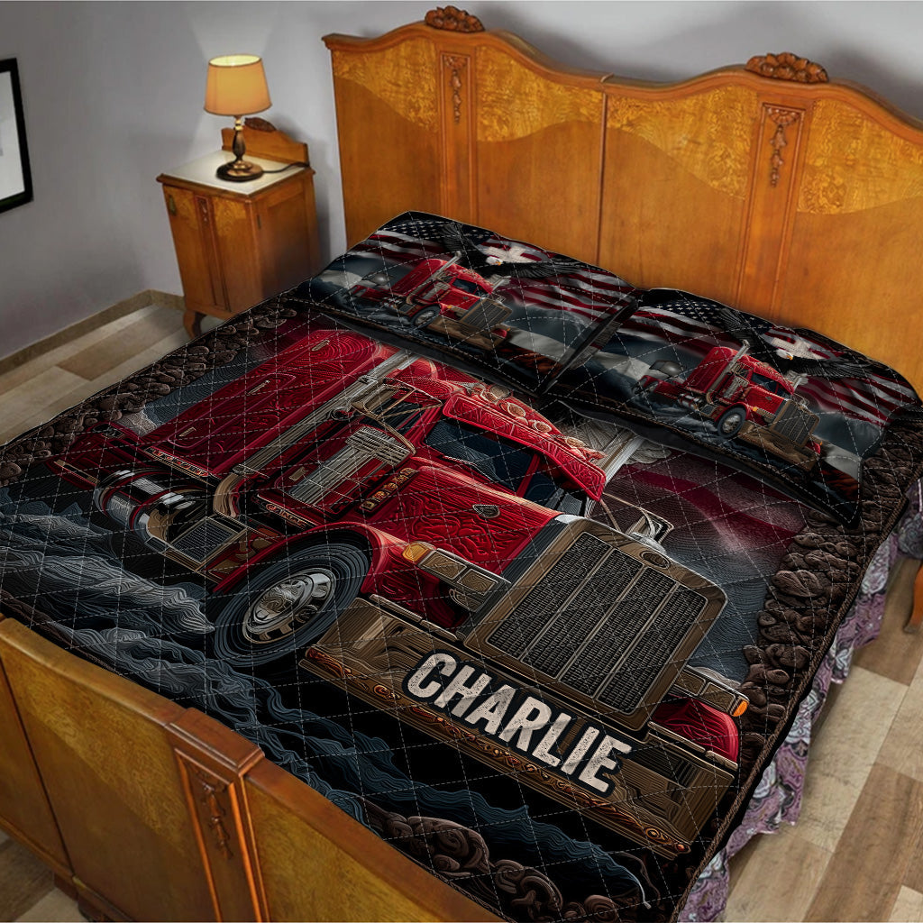 Truck Driver - Personalized Trucker Quilt Set