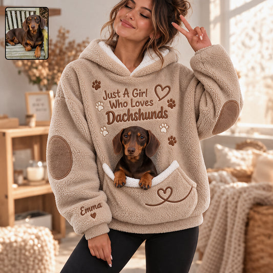 Just A Girl Who Loves Dogs - Personalized Dog Fleece Hoodie