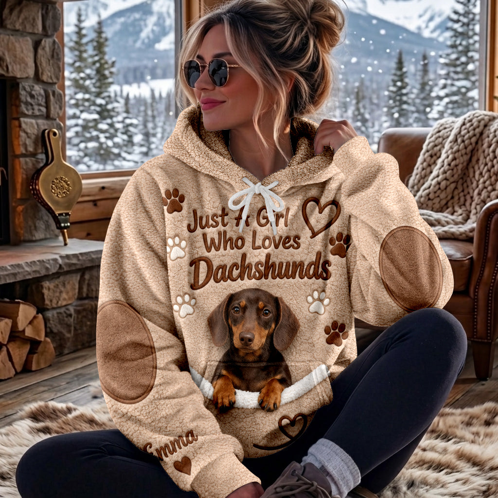 Just A Girl Who Loves Dogs - Personalized Dog Fleece Hoodie