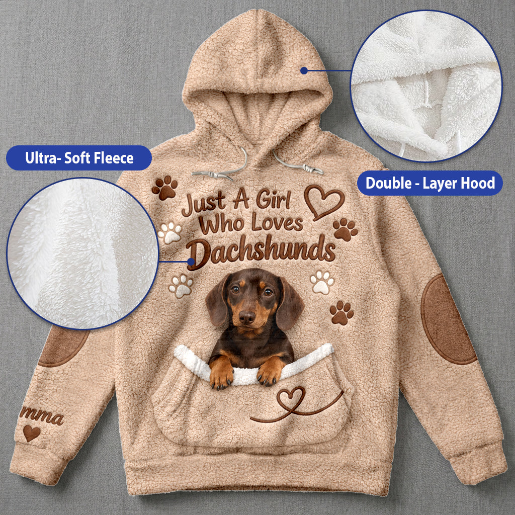 Just A Girl Who Loves Dogs - Personalized Dog Fleece Hoodie