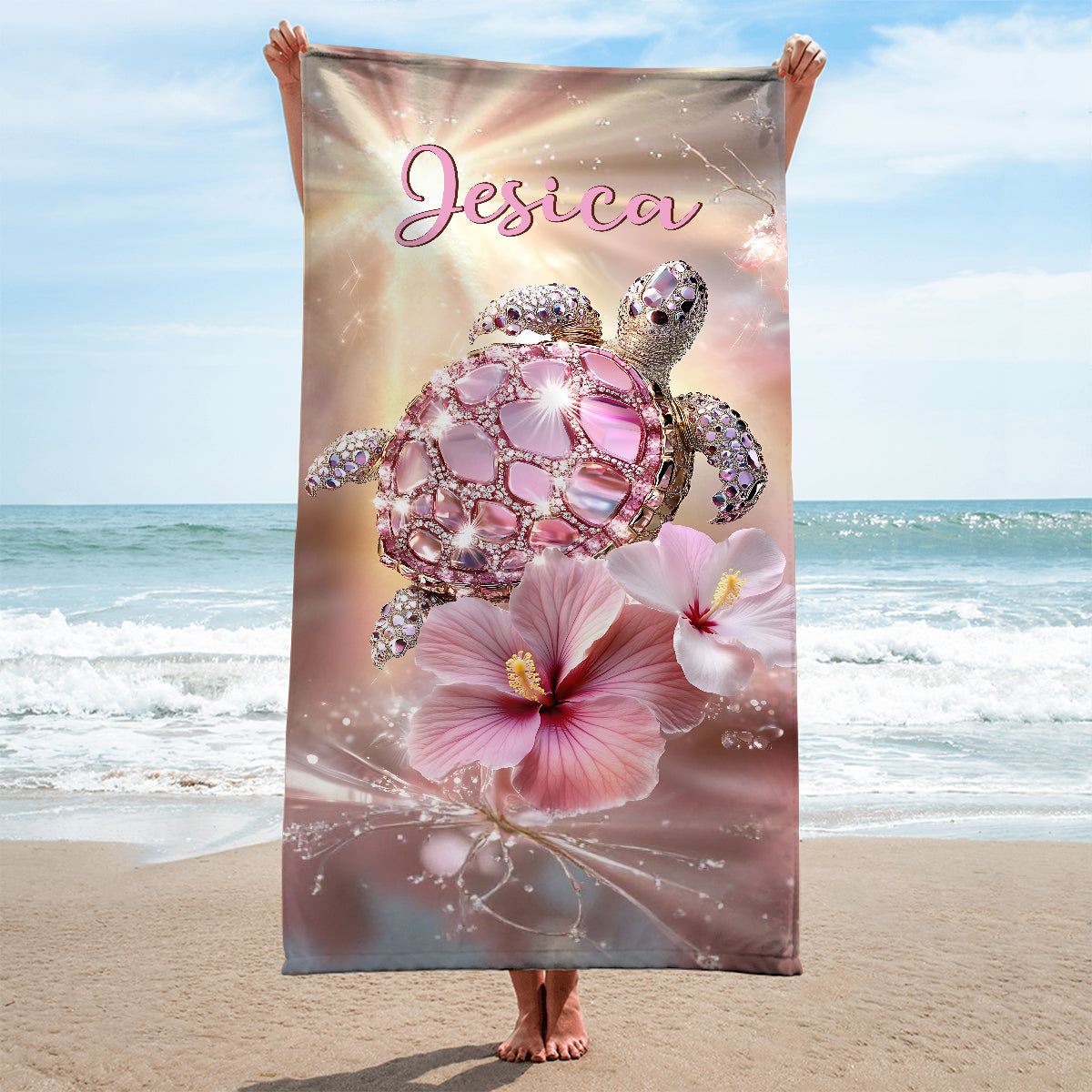Smell The Sea Feel The Breeze - Personalized Turtle Quick-dry Beach Towel/ Bath Towel