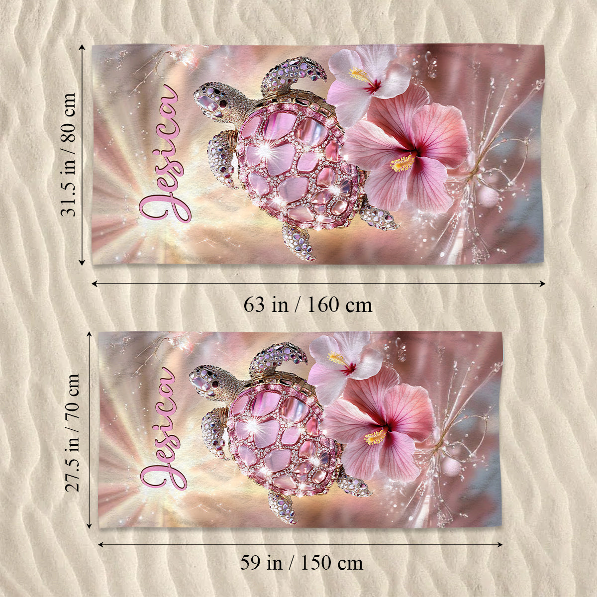 Smell The Sea Feel The Breeze - Personalized Turtle Quick-dry Beach Towel/ Bath Towel