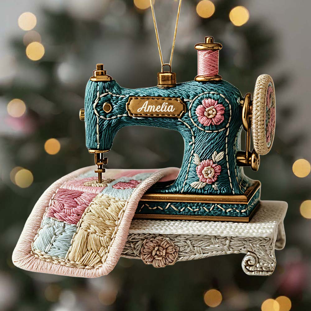 Vintage Sewing Machine - Personalized Sewing Ornament