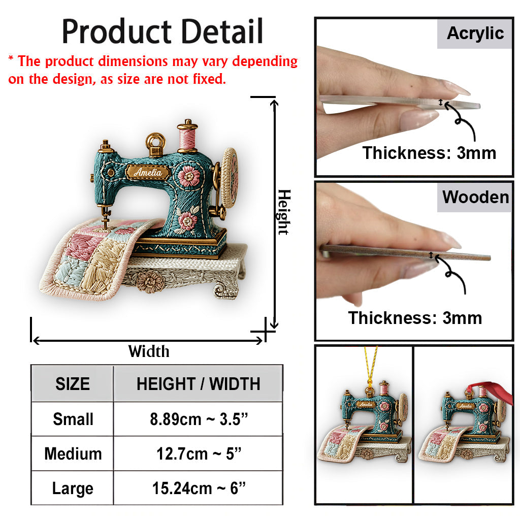 Vintage Sewing Machine - Personalized Sewing Ornament