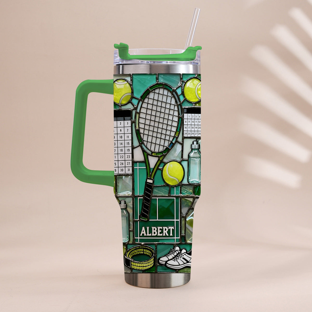 Happiest On The Court - Personalized Tennis Tumbler With Handle