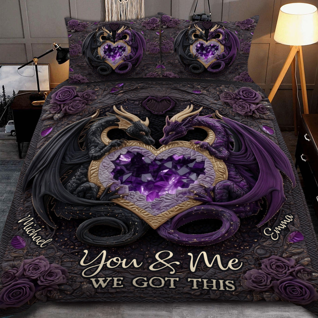 You & Me We Got This - Personalized Dragon Quilt Set