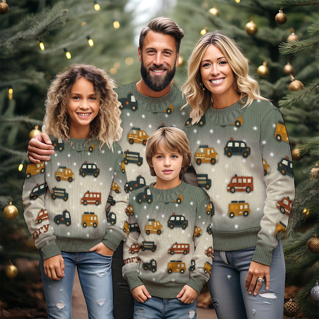 Love Cars - Personalized Kid Ugly Sweater