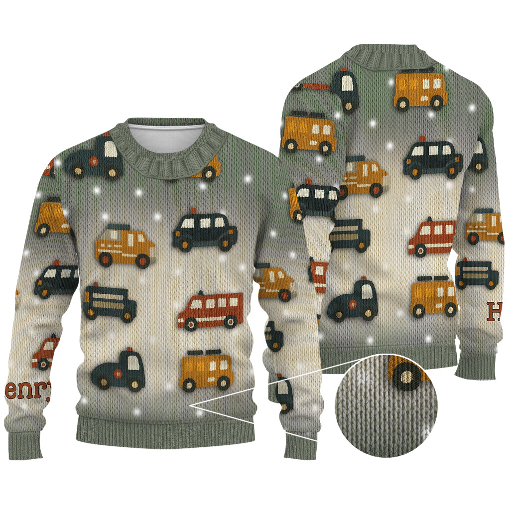 Love Cars - Personalized Kid Ugly Sweater