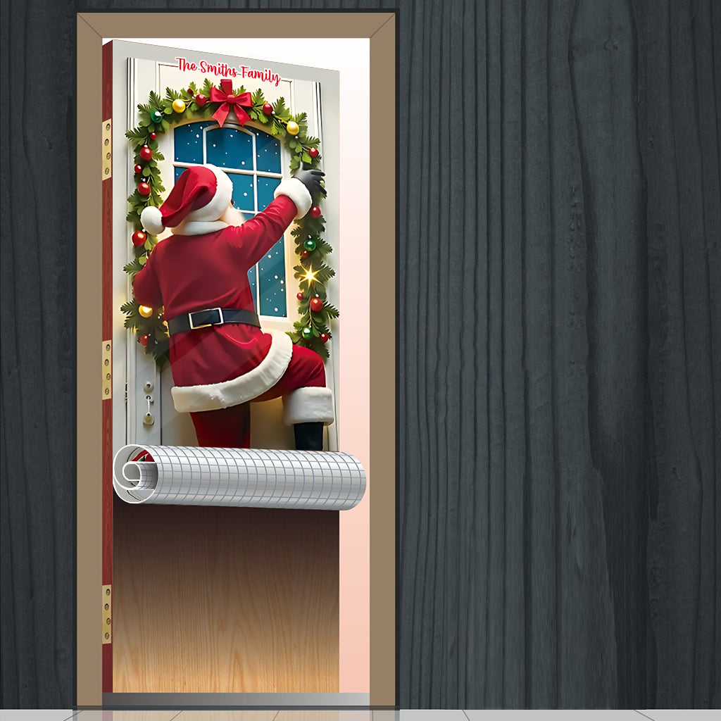 Sneaking Santa - Personalized Family Door Sticker