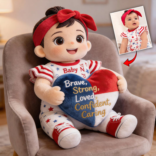 Brave, Strong, Loved - Affirmations Gift - Personalized Kid Faux Fur Shaped Pillow