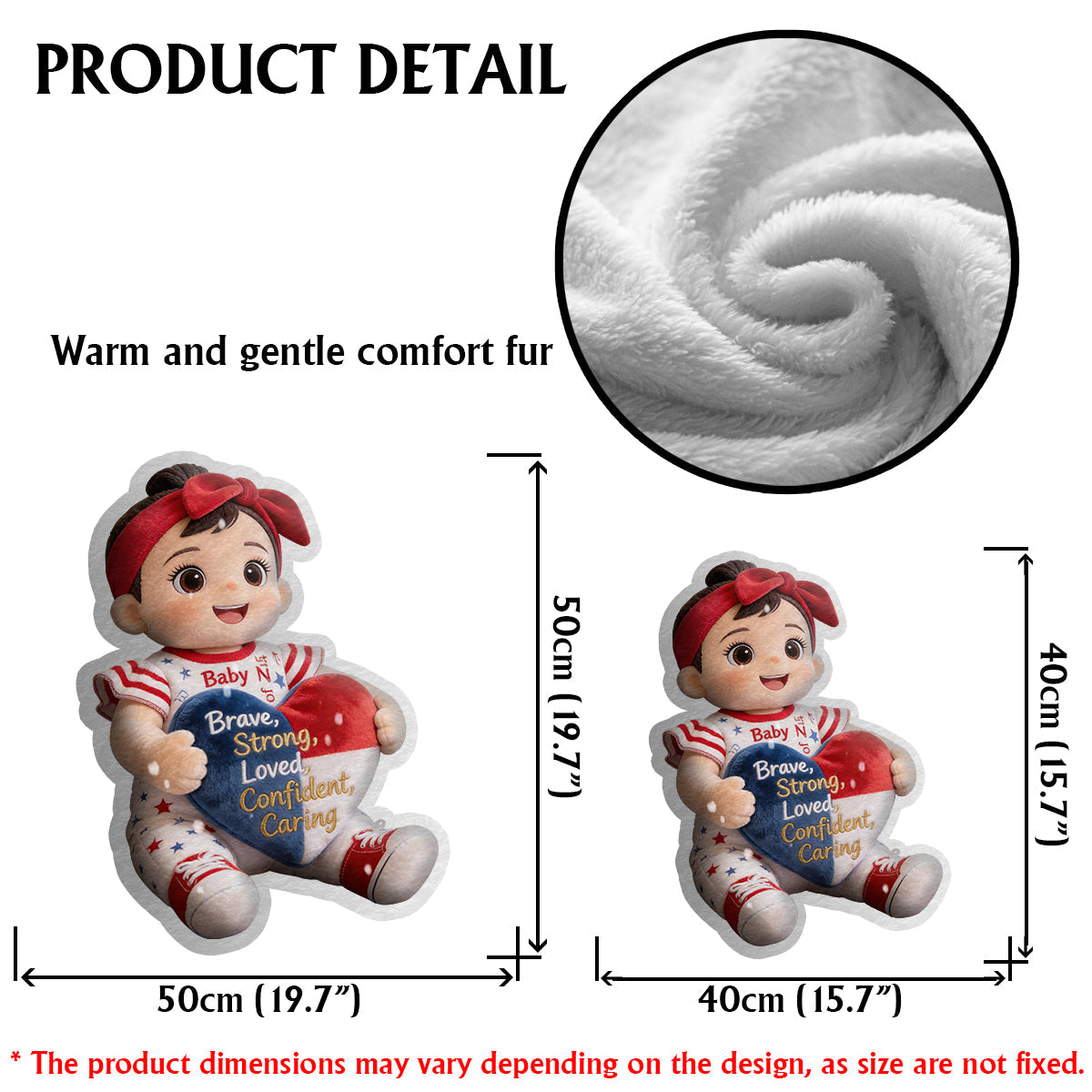 Brave, Strong, Loved - Affirmations Gift - Personalized Kid Faux Fur Shaped Pillow