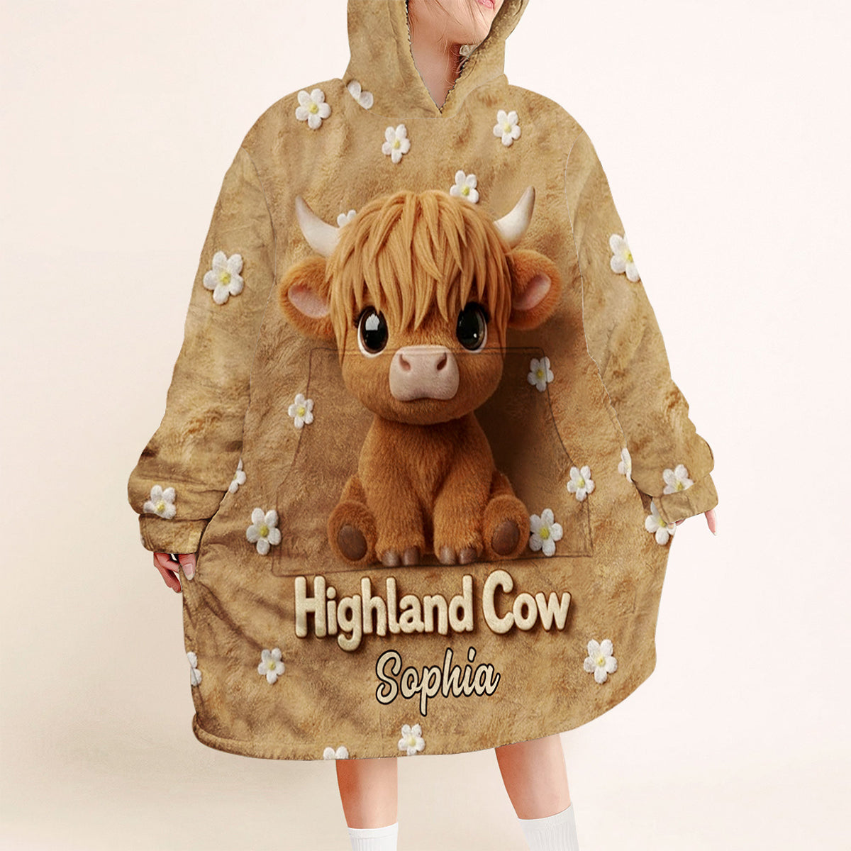 Just A Girl Who Loves Highland Cows - Personalized Highland Cow Blanket Hoodie