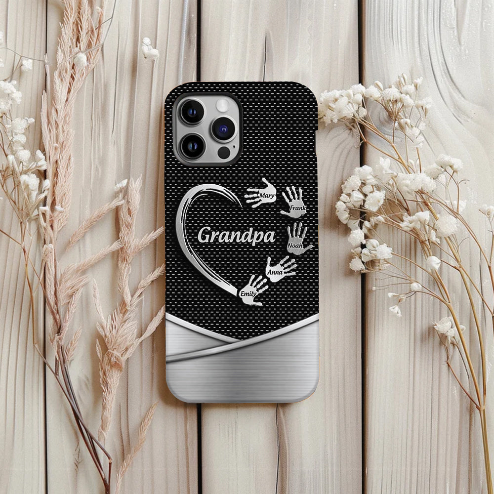 Grandpa Dad Kids Handprints - Personalized Father Full Print Phone Case