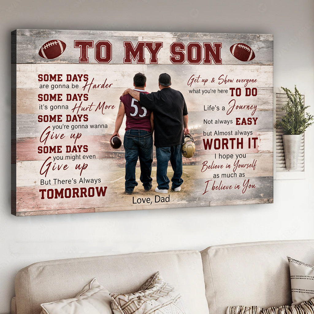 Gift For Sport Kid, Custom Any Sport & Any Photo - Personalized Football Canvas And Poster