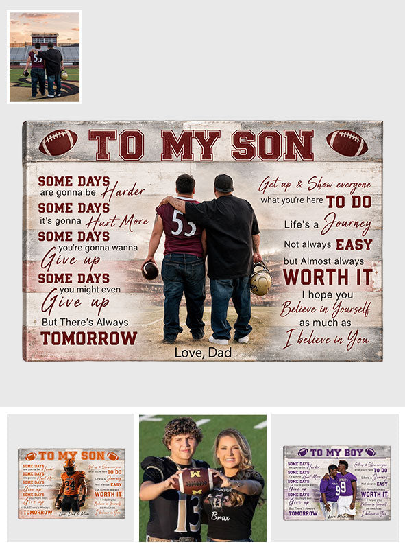 Gift For Sport Kid, Custom Any Sport & Any Photo - Personalized Football Canvas And Poster
