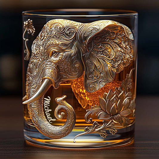 Beautiful Elephant - Personalized Elephant Whiskey Glass