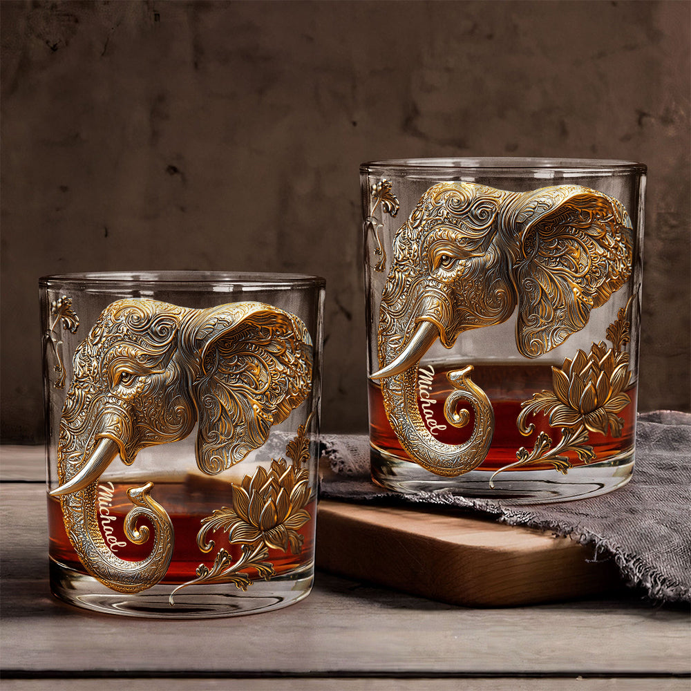 Beautiful Elephant - Personalized Elephant Whiskey Glass