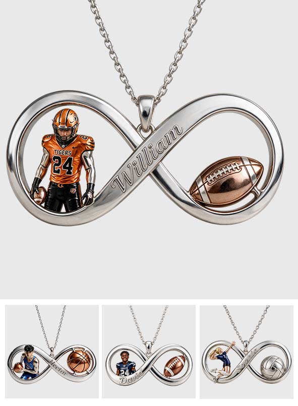 Any Sport, Any Photo - Personalized Football Shaped Metal Pendant Necklace
