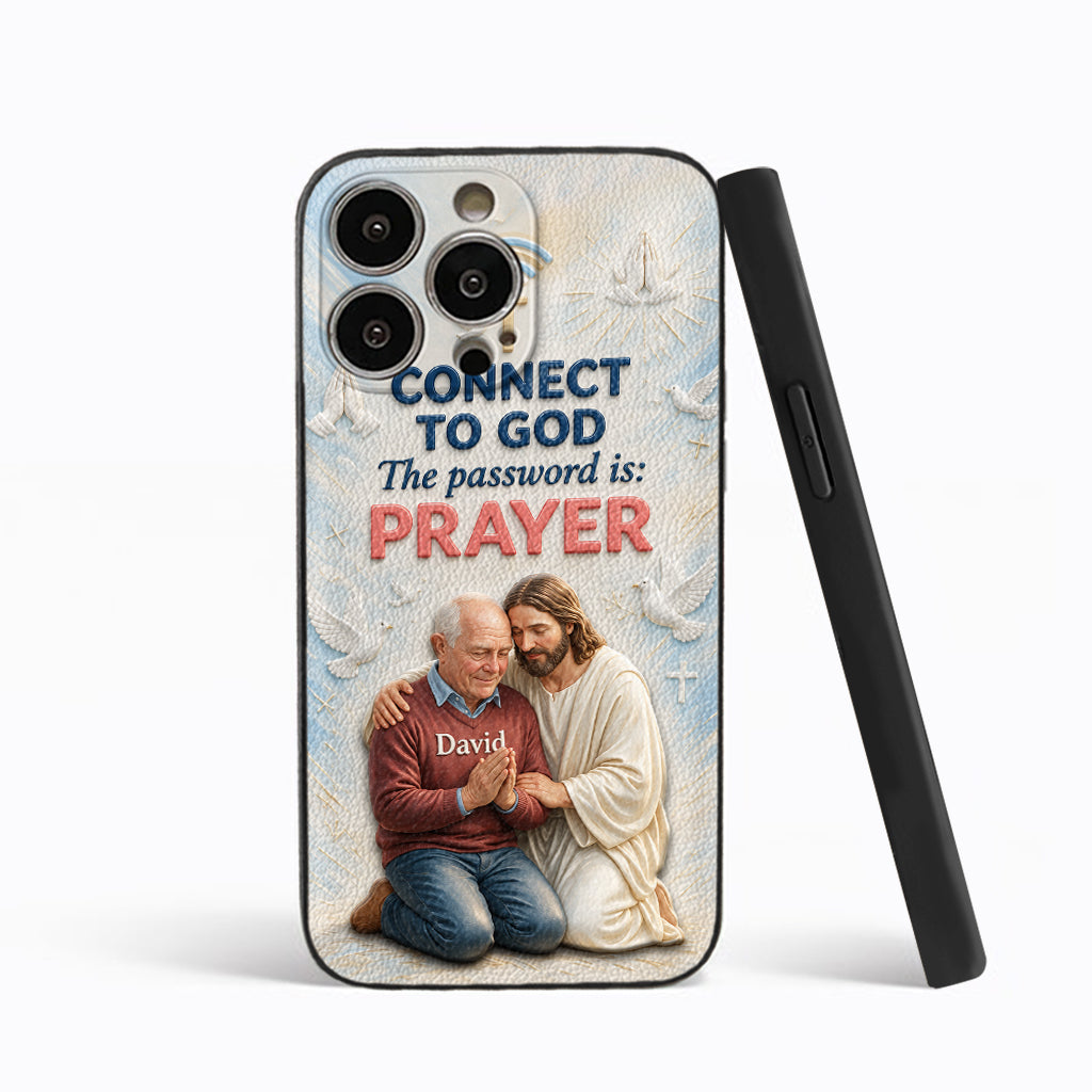 Connect To God - Personalized Christian 3D Embossed Leather Phone Case