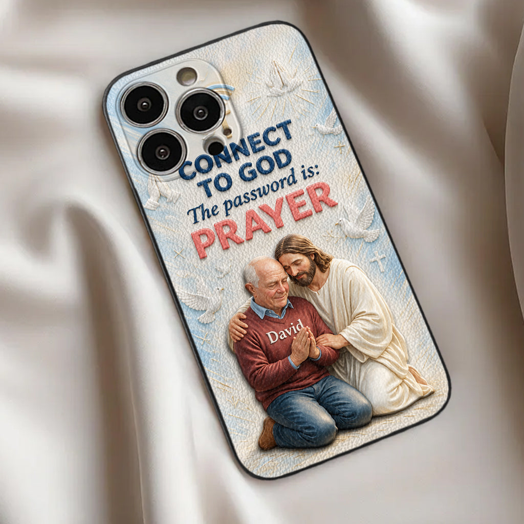 Connect To God - Personalized Christian 3D Embossed Leather Phone Case