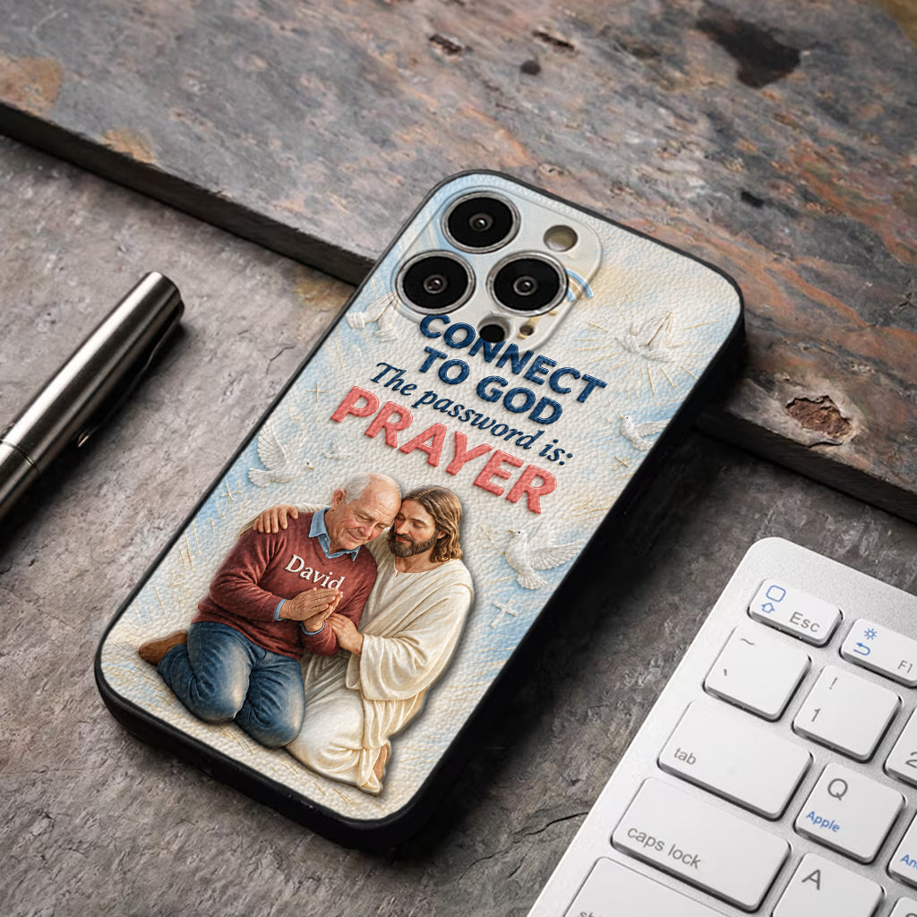 Connect To God - Personalized Christian 3D Embossed Leather Phone Case