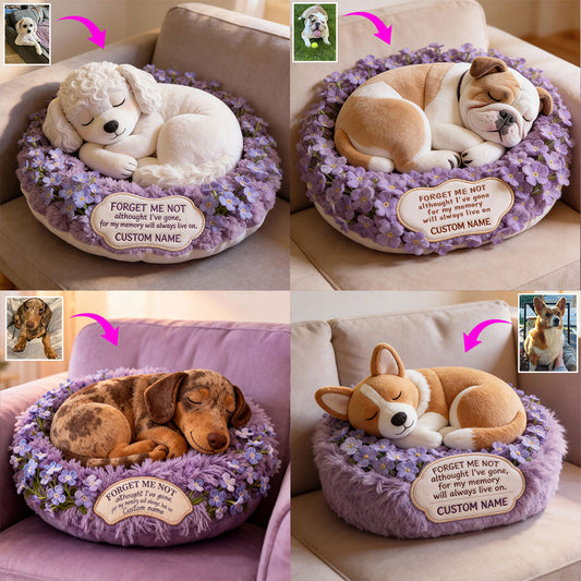 Forget Me Not Memorial Pet Loved Ones - Personalized Dog Faux Fur Shaped Pillow