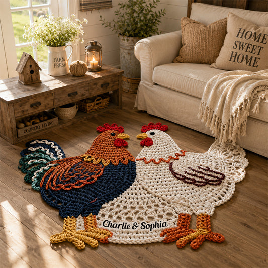 You & Me Couple Gift - Personalized Chicken Non-Slip Tufted Rug