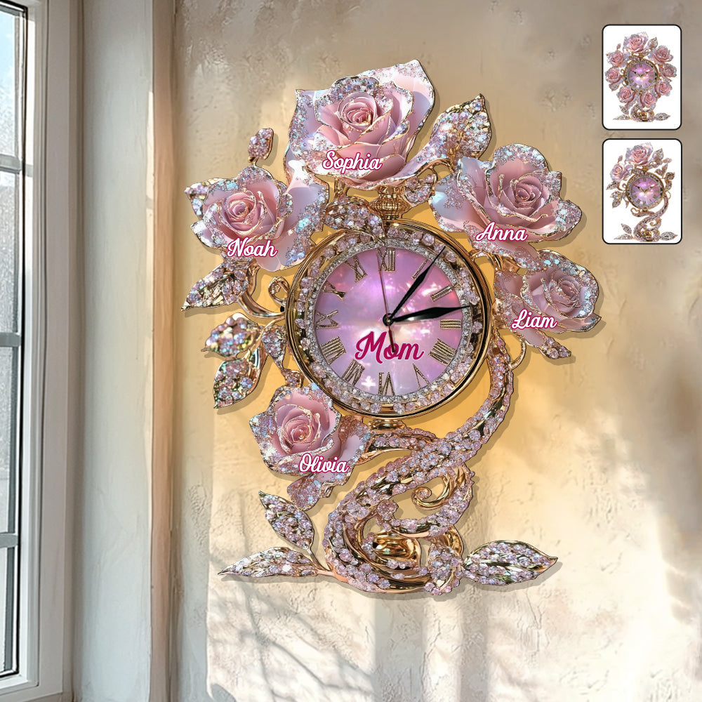 Floral Mom - Personalized Mother LED Light Wall Clock