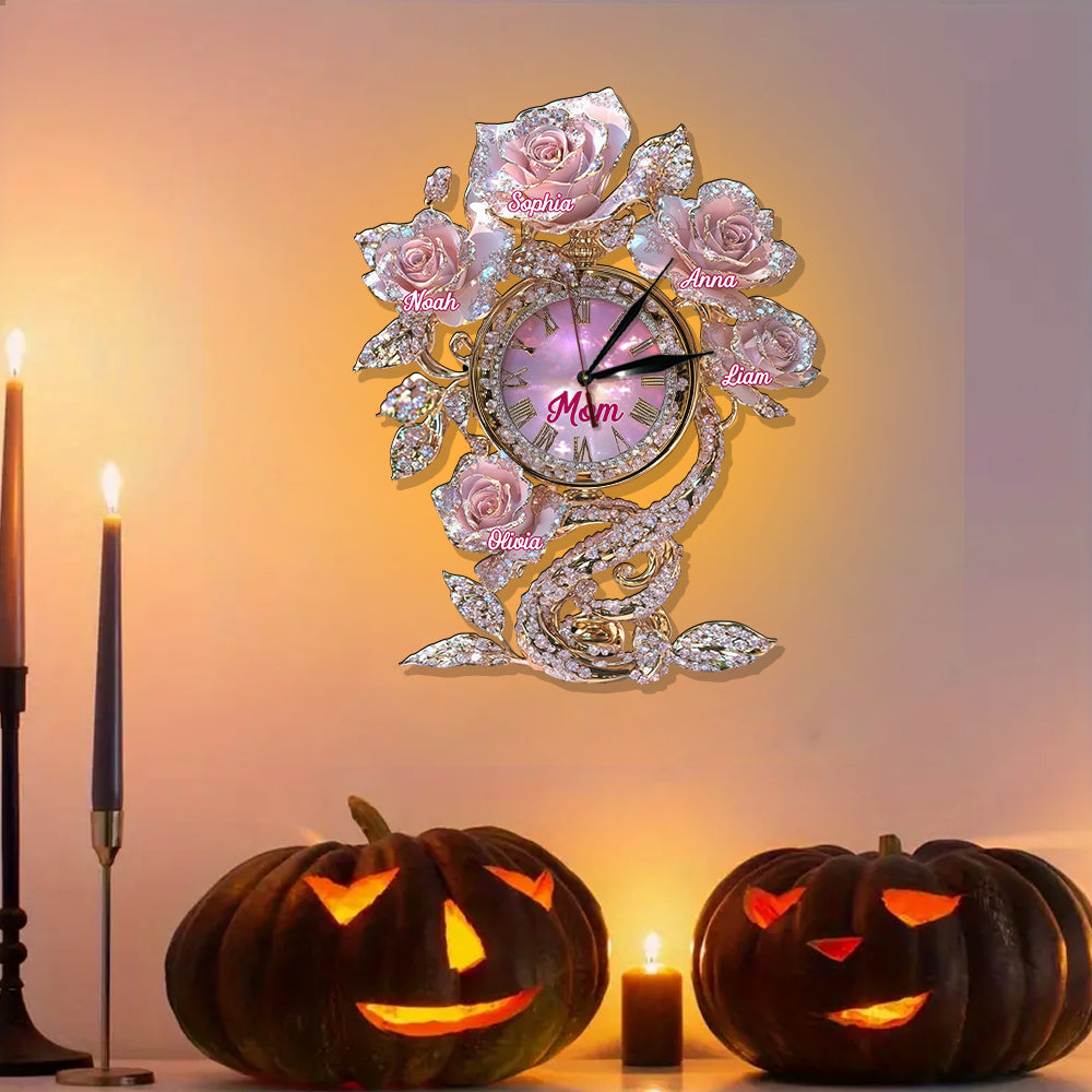 Floral Mom - Personalized Mother LED Light Wall Clock