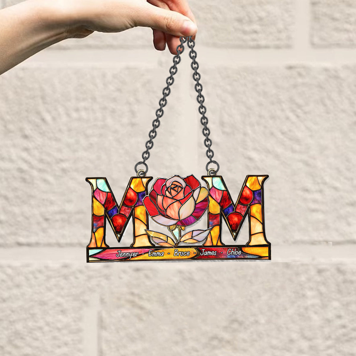 Mom Flower - Personalized Mother Window Hanging Suncatcher Ornament