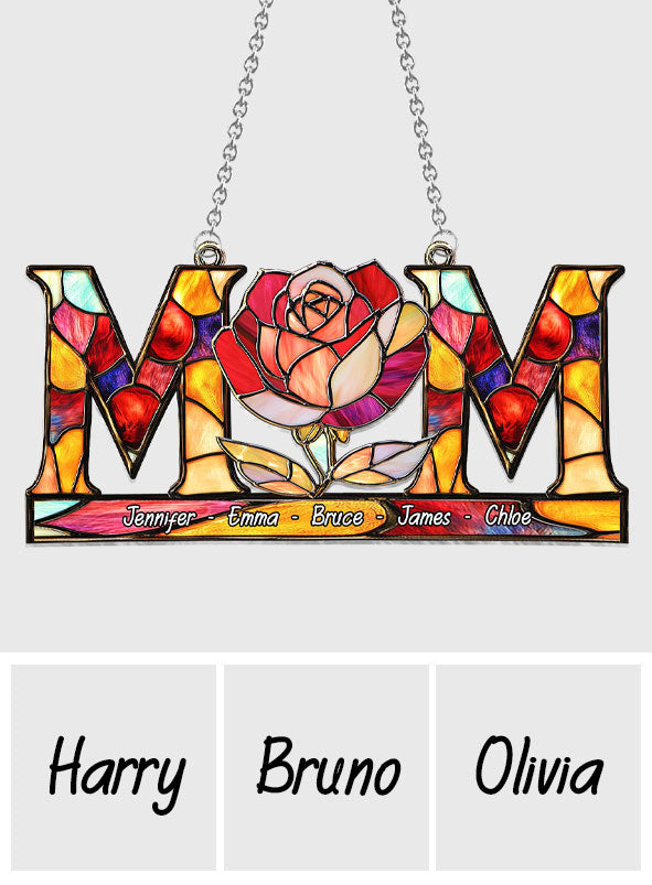 Mom Flower - Personalized Mother Window Hanging Suncatcher Ornament