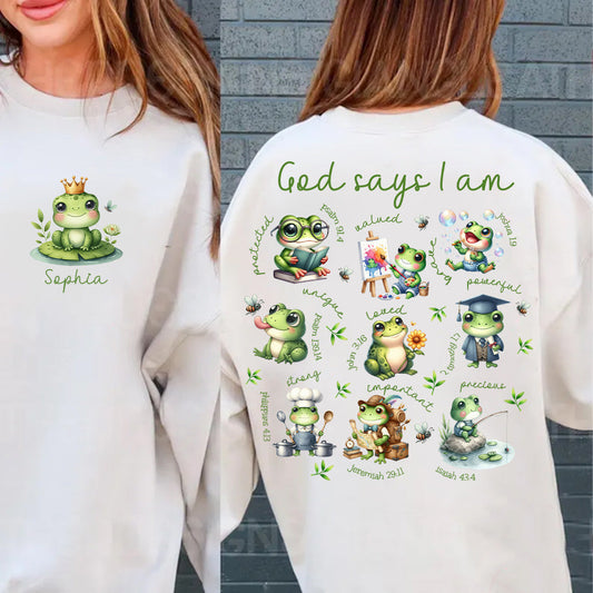 God Says I Am - Personalized Frog All Over Shirt