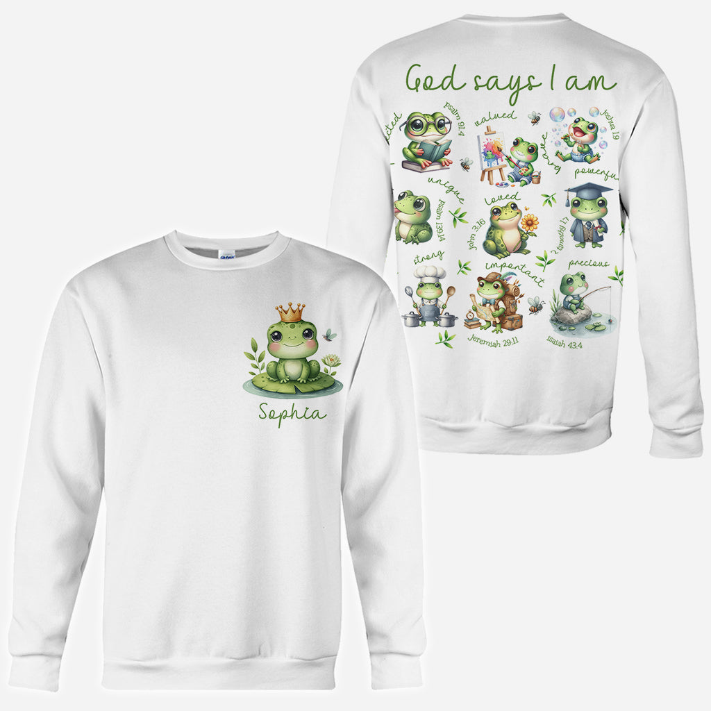 God Says I Am - Personalized Frog All Over Shirt