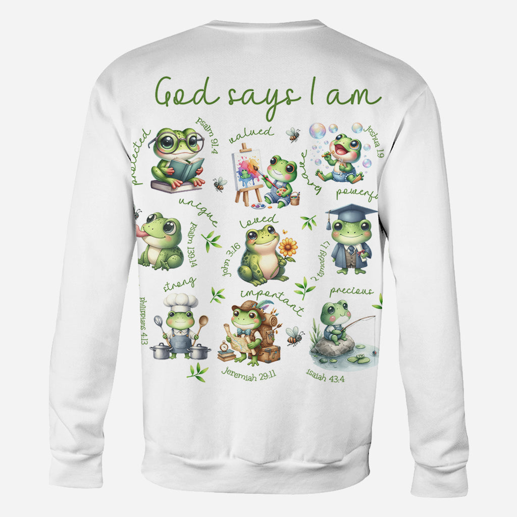 God Says I Am - Personalized Frog All Over Shirt