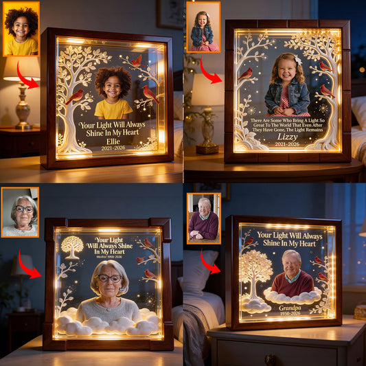 Custom Any Photo - There Are Some Who Bring A Light - Personalized Memorial Wooden Frame LED Light