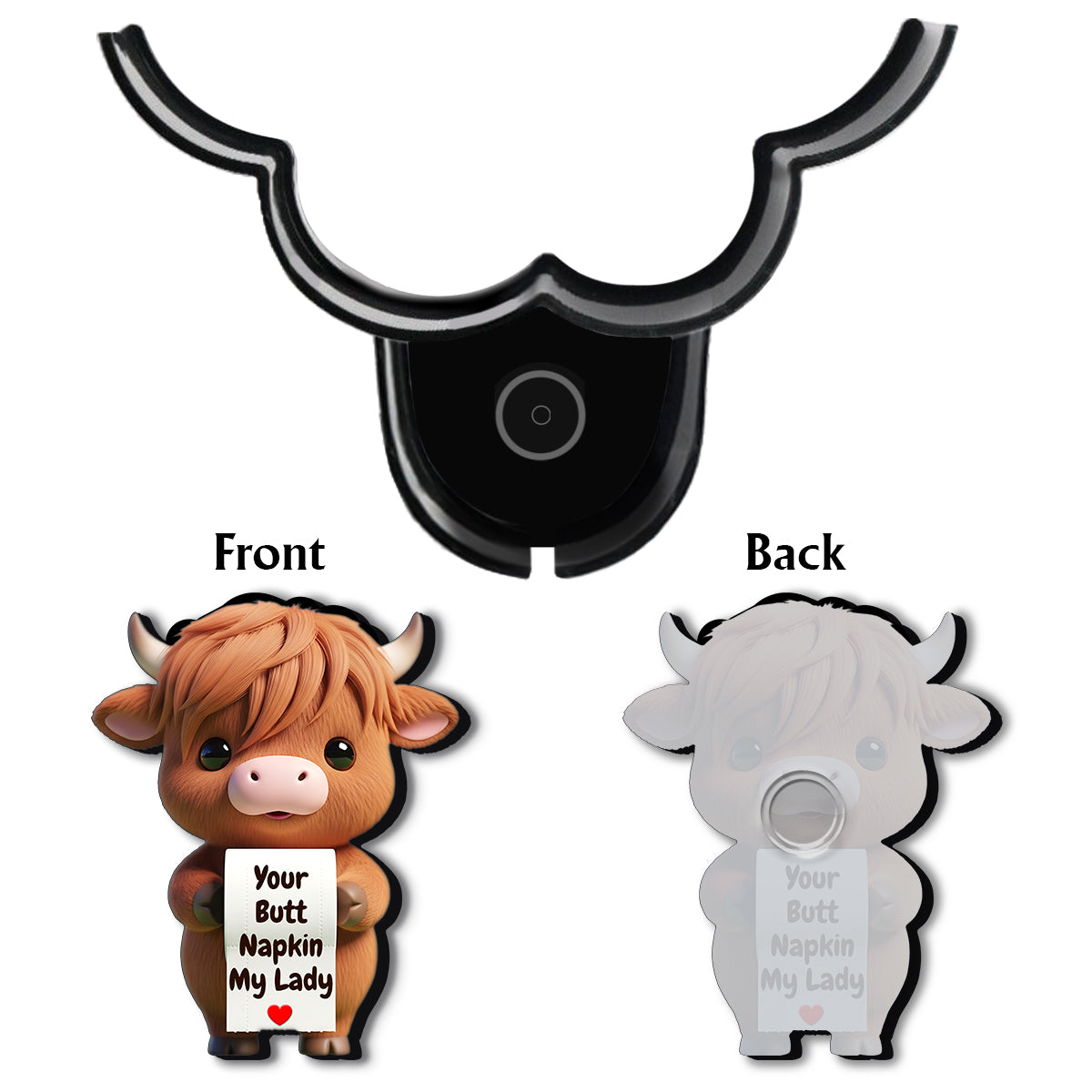 Your Napkin My Lord, Funny Cow - Personalized Highland Cow Toilet Paper Holder Rack