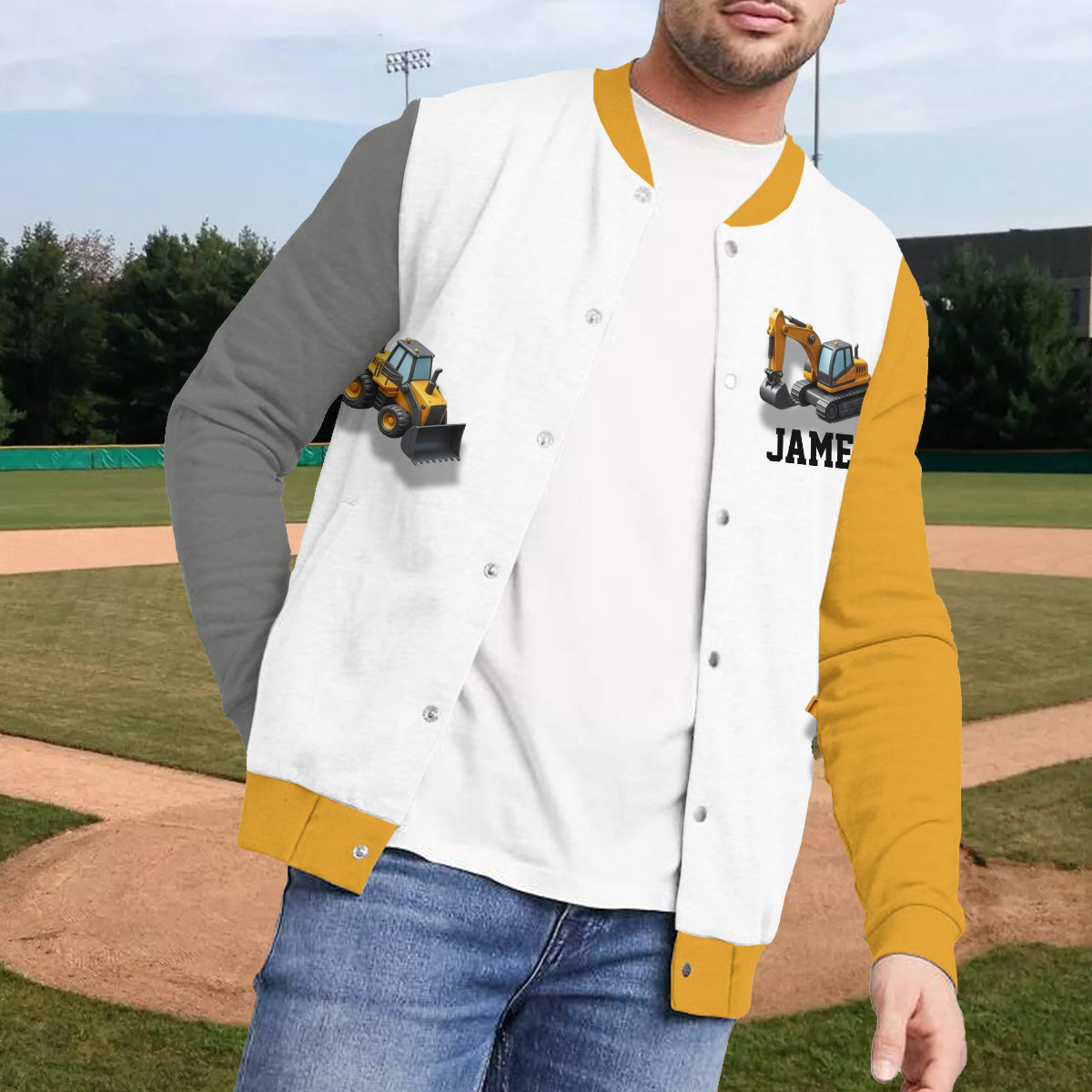 See You Later Excavator - Personalized Kid Varsity Jacket