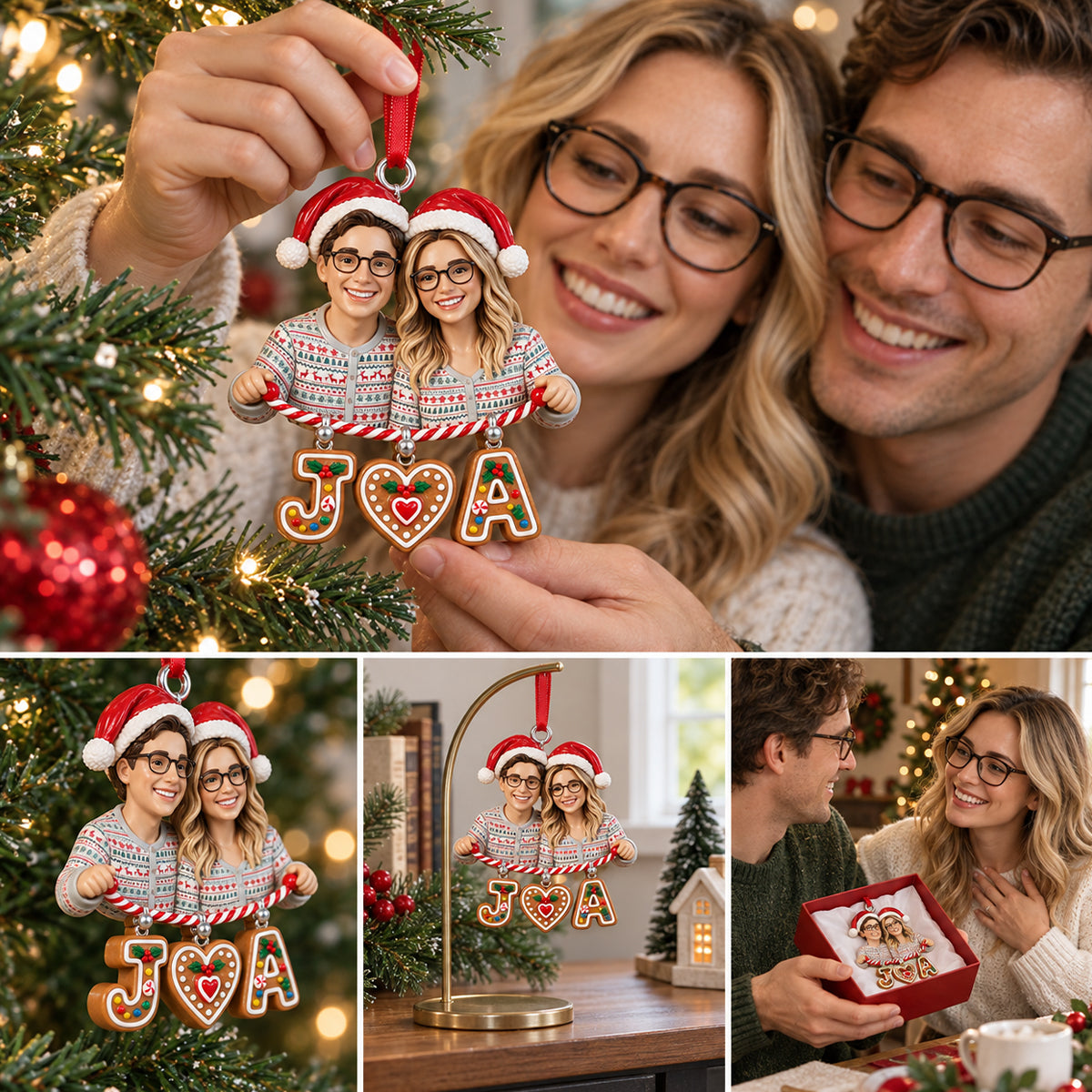 Merry Christmas Couple Gift - Personalized Couple Ornament With Charm